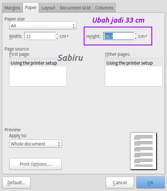 Mengatur Ukuran Kertas F4 Dalam Berbagai Satuan Cara Setting Kertas F4